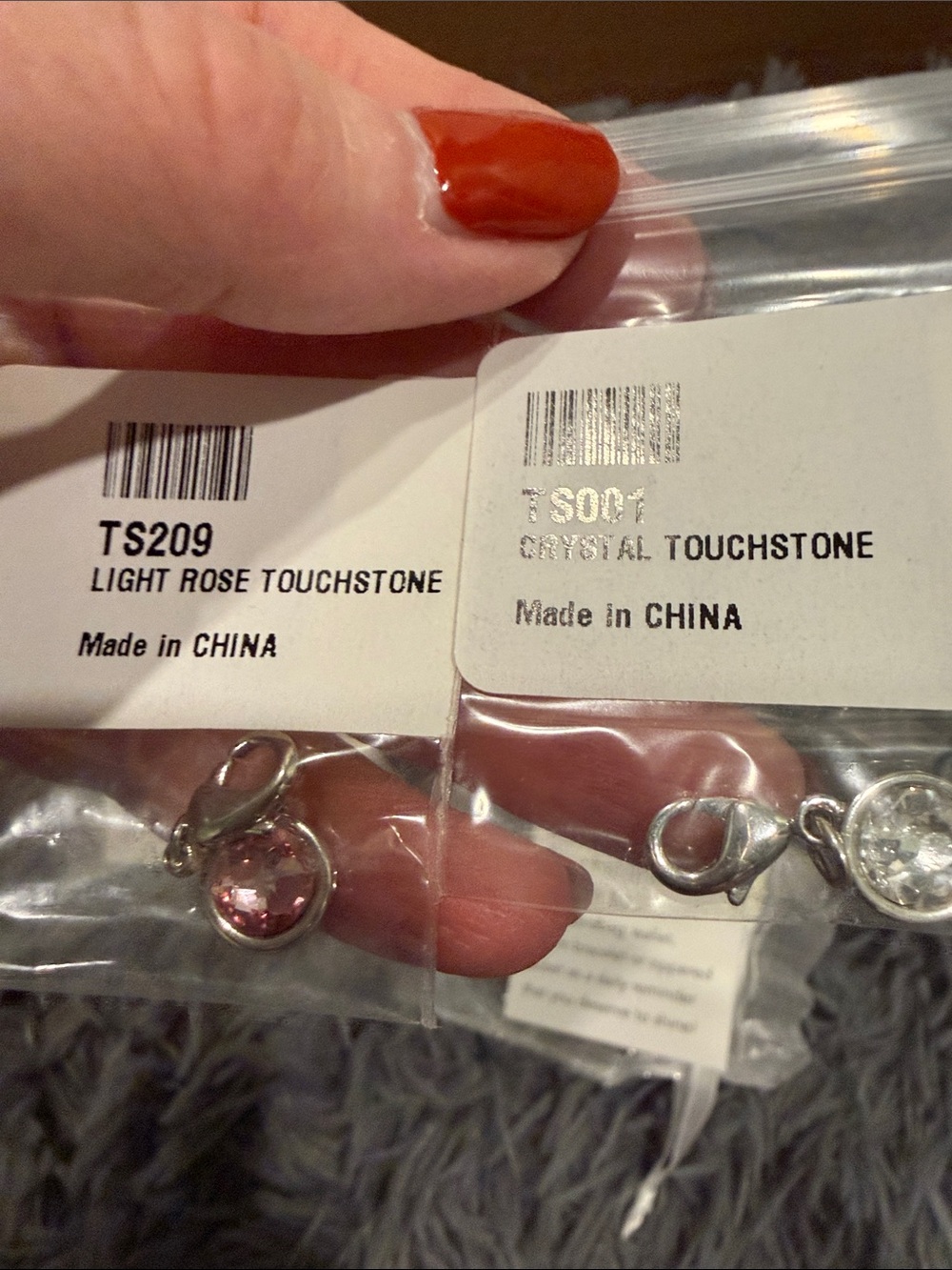 Touchstone Crystal Light Rose and Clear Crystal Touchstone Charm